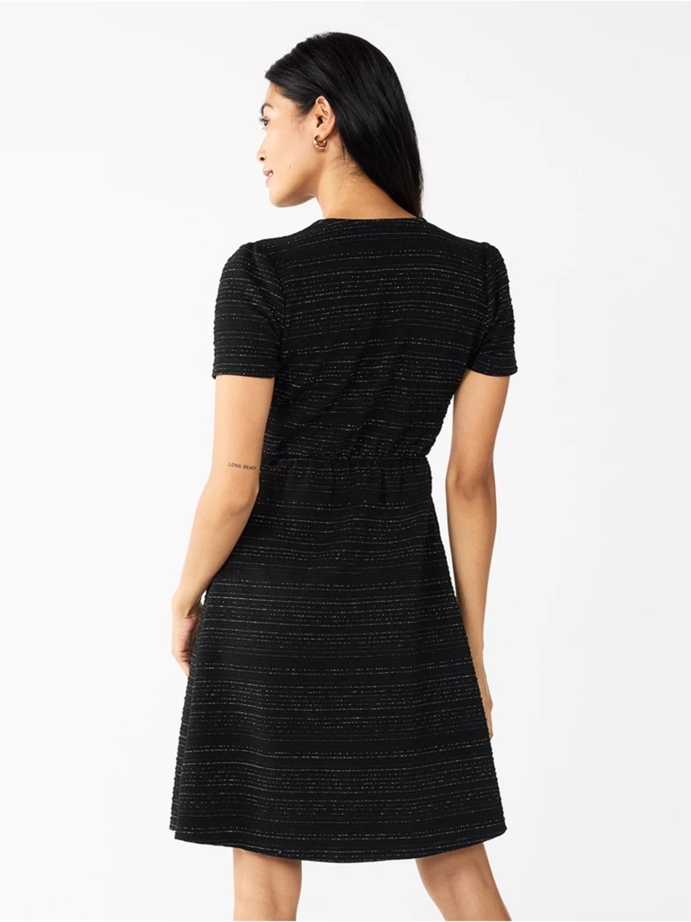 Draper James Short Sleeve Shine Stripe Knit Dress | M
